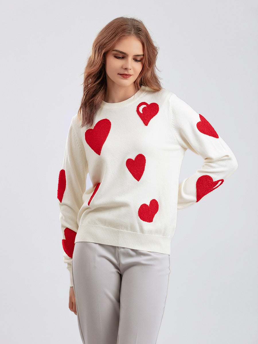 Warm Cozy Knit Sweater Red Heart Pattern