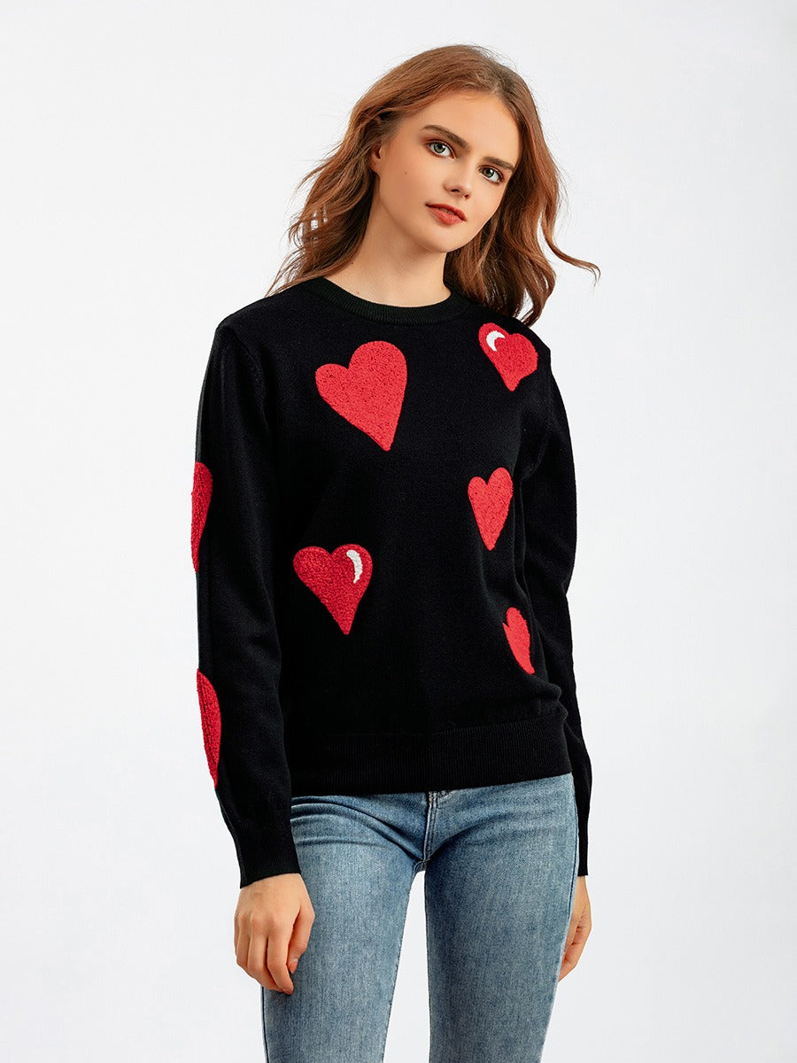 Warm Cozy Knit Sweater Red Heart Pattern
