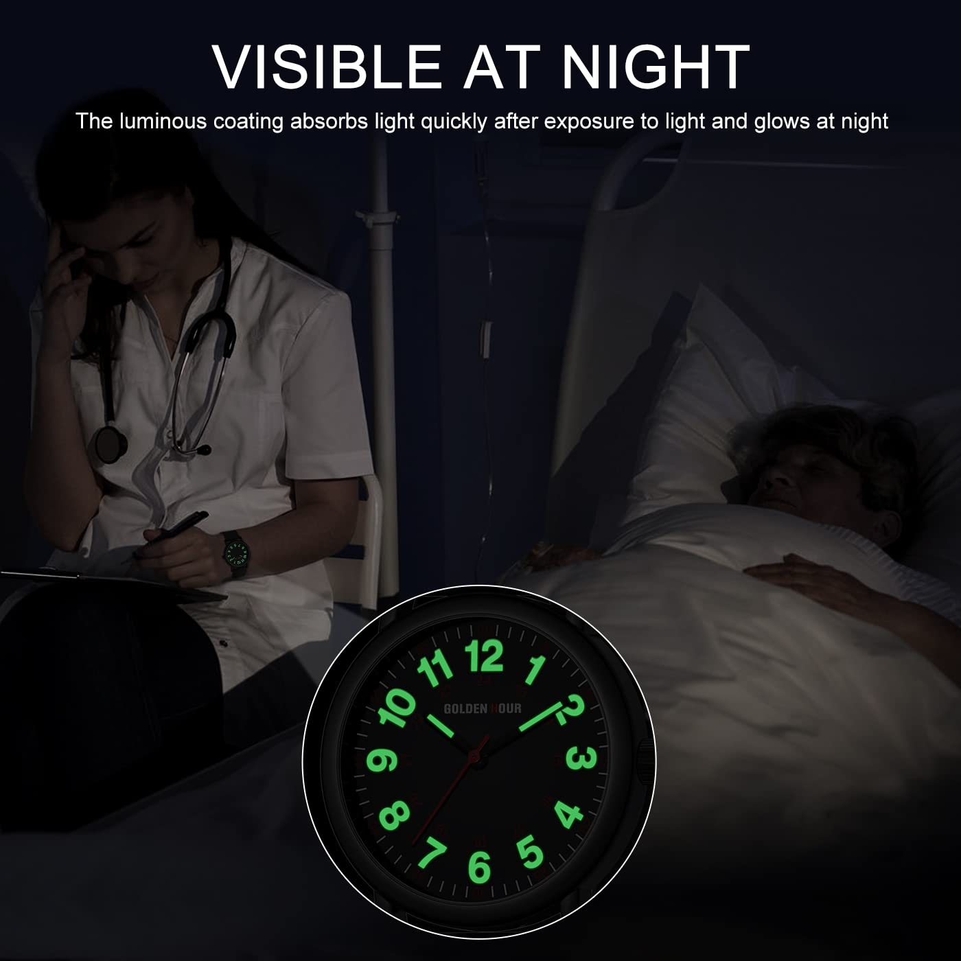 Waterproof Medical Watch with 24-Hour Easy-Read Dial