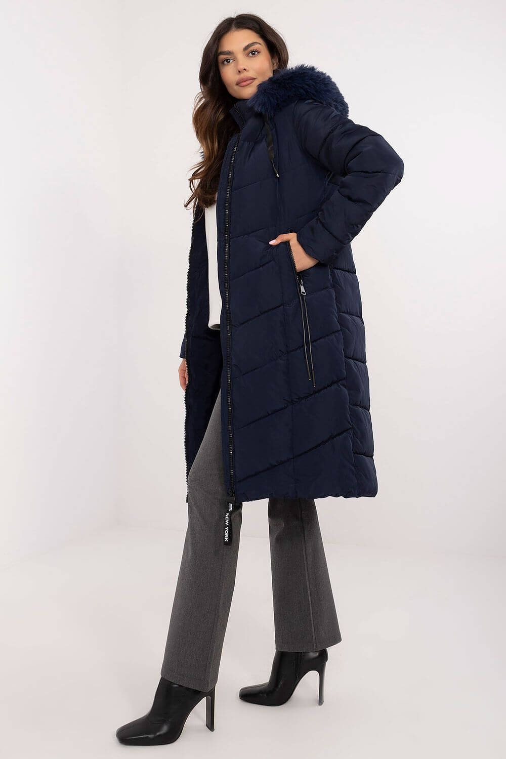 Winter Luxe Quilted Down Jacket with Detachable Fur Hood