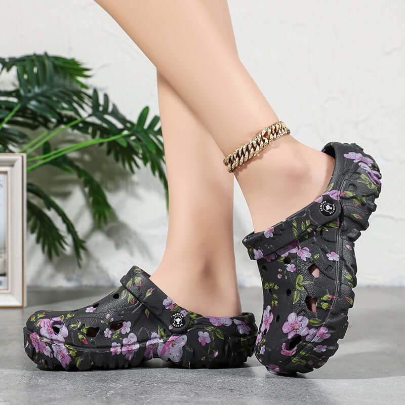 Women Floral EVA Platform Clogs Non Slip Garden Shoes