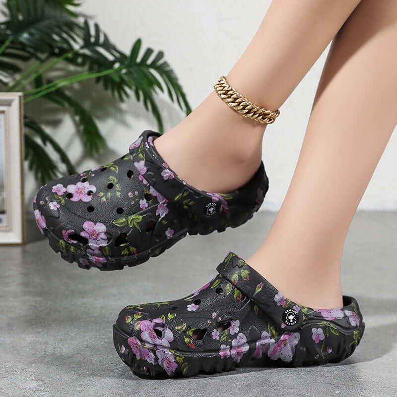 Women Floral EVA Platform Clogs Non Slip Garden Shoes