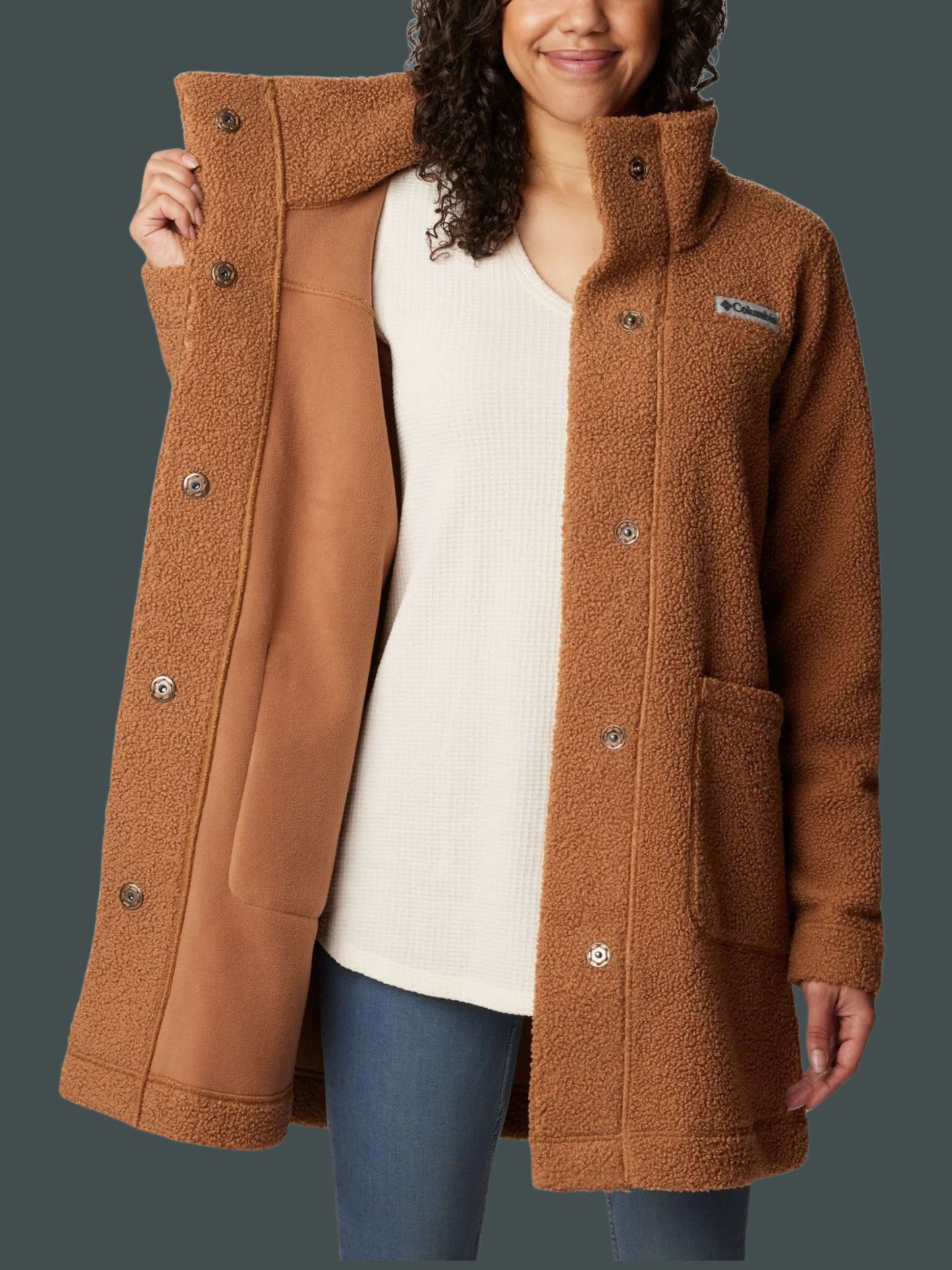 Womens Long Sherpa Jacket Panorama Style