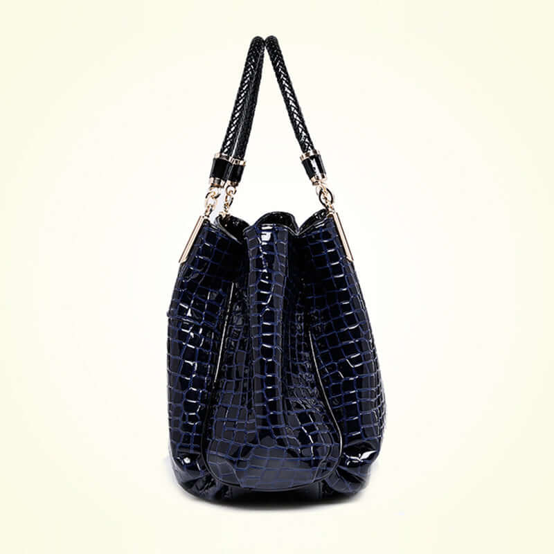 Womens PU Leather Crocodile Pattern Shoulder Handbag