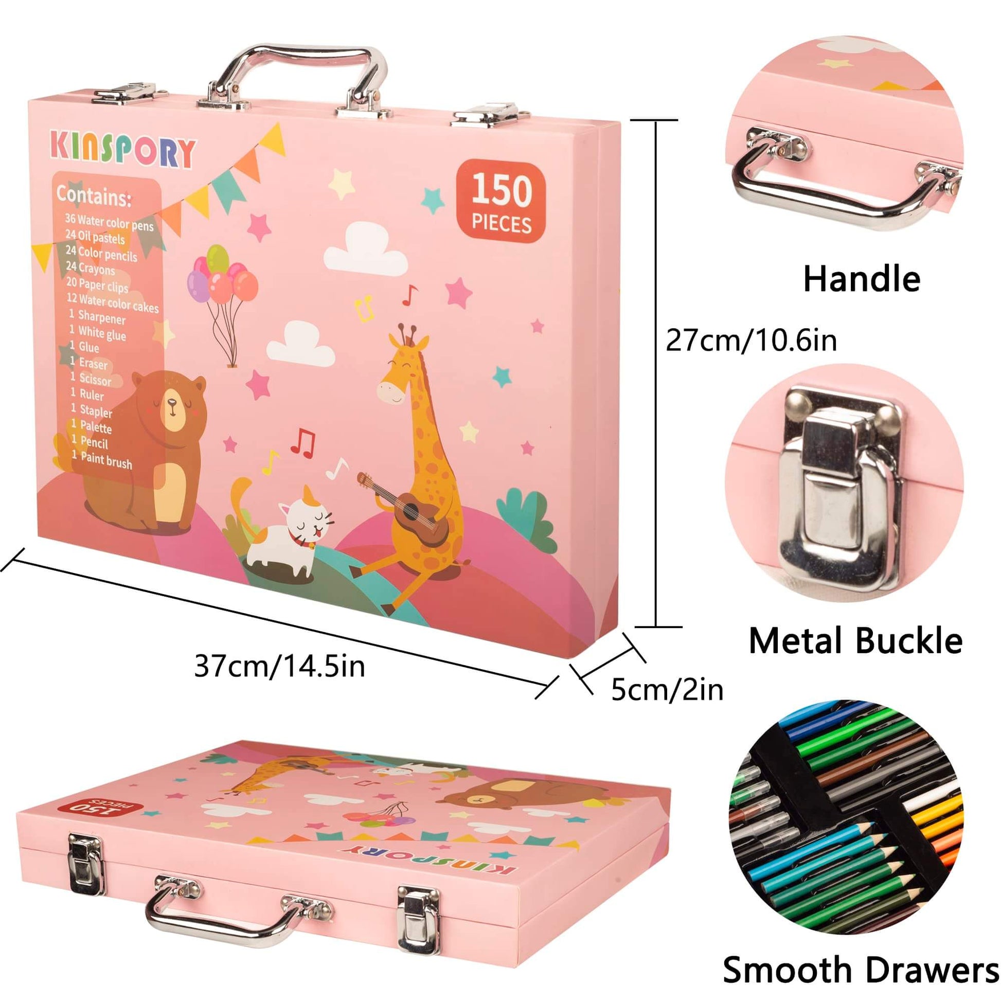 Wooden Art Set with Markers Crayons and Paints 150pc