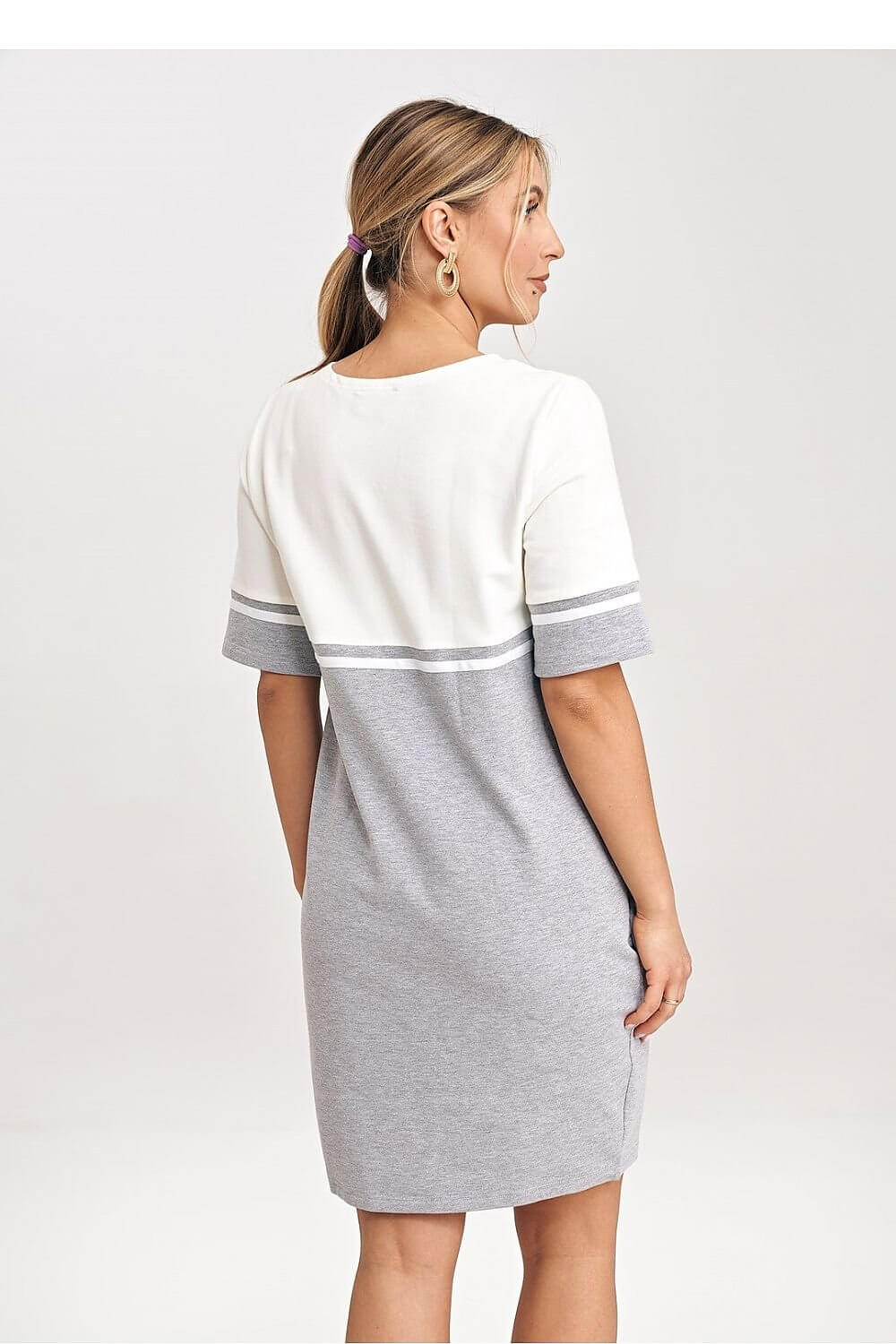 Two-Tone Bliss: Effortless Cotton Mini Dress