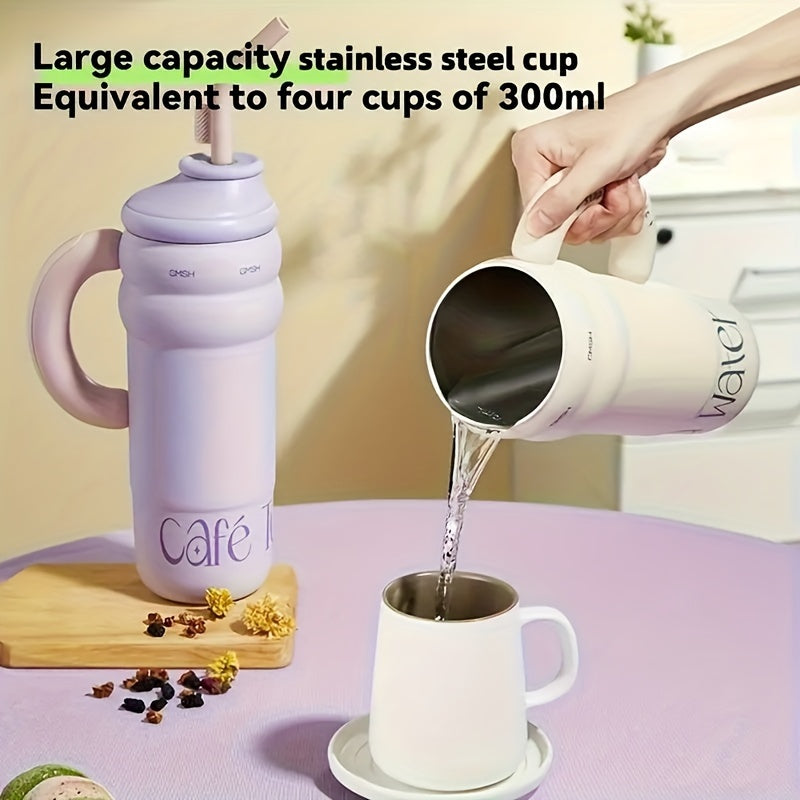 Steel Shield: Leakproof Double-Walled Stainless-Steel Tumbler with Straw