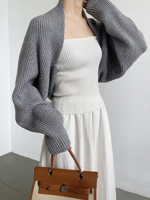 Touka Knitted Shrug Scarf - Gray | GreenLifeHuman Emporium