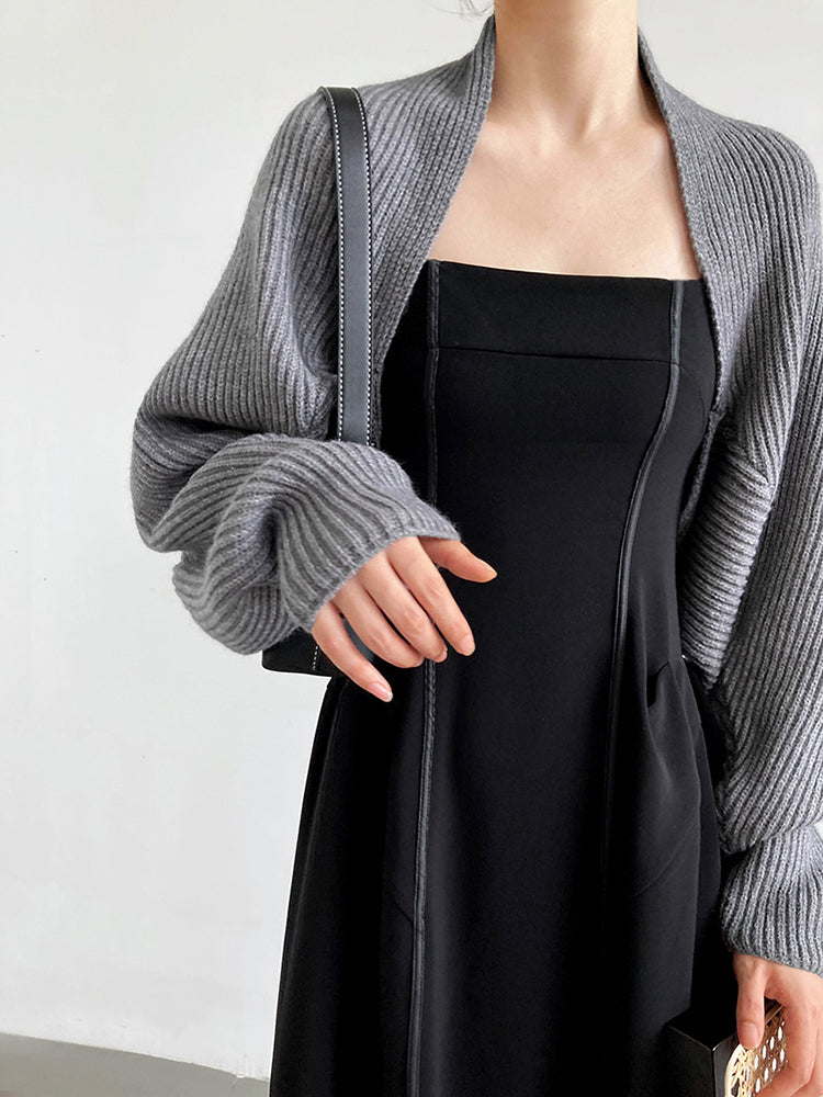 Touka Knitted Shrug Scarf - Gray | GreenLifeHuman Emporium