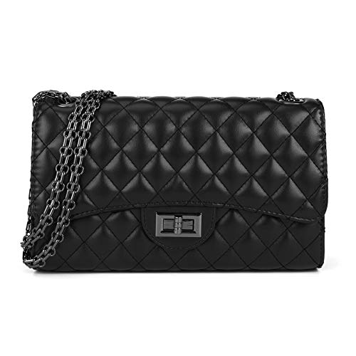 Stylish Quilted Shoulder / Crossbody Bag with Chain Strap – Black | GreenLifeHuman Emporium