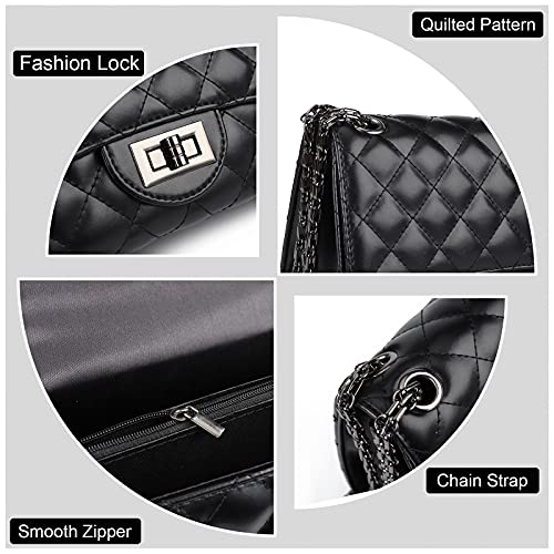 Stylish Quilted Shoulder / Crossbody Bag with Chain Strap – Black | GreenLifeHuman Emporium