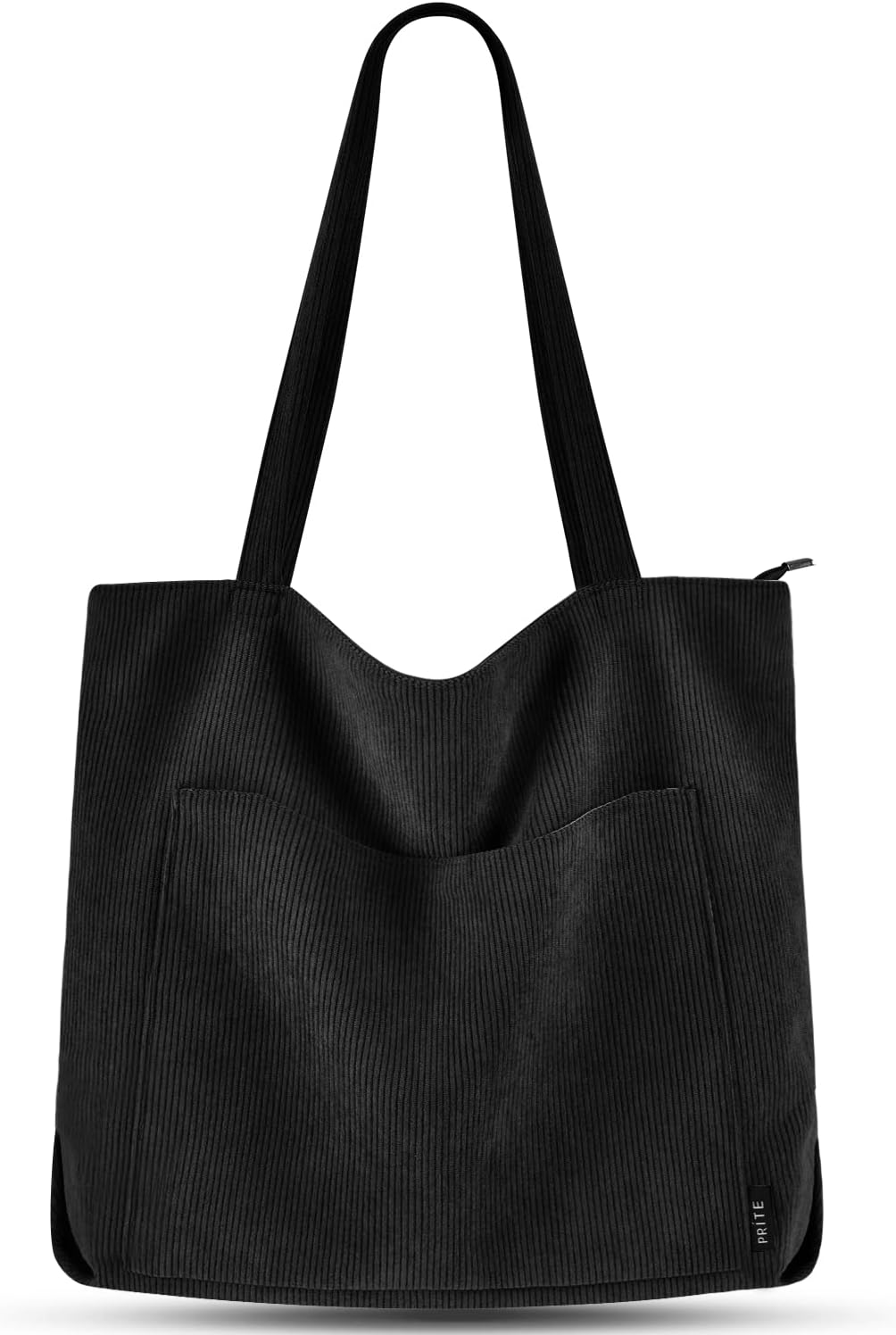 Large Corduroy Shoulder Tote Bag with Zipper and Pockets | GreenLifeHuman Emporium