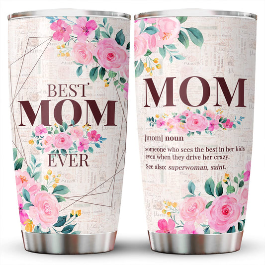 Perfect Gift for Mom - Stainless Steel Floral Mom Tumbler with Lid 20 oz | GreenLifeHuman Emporium