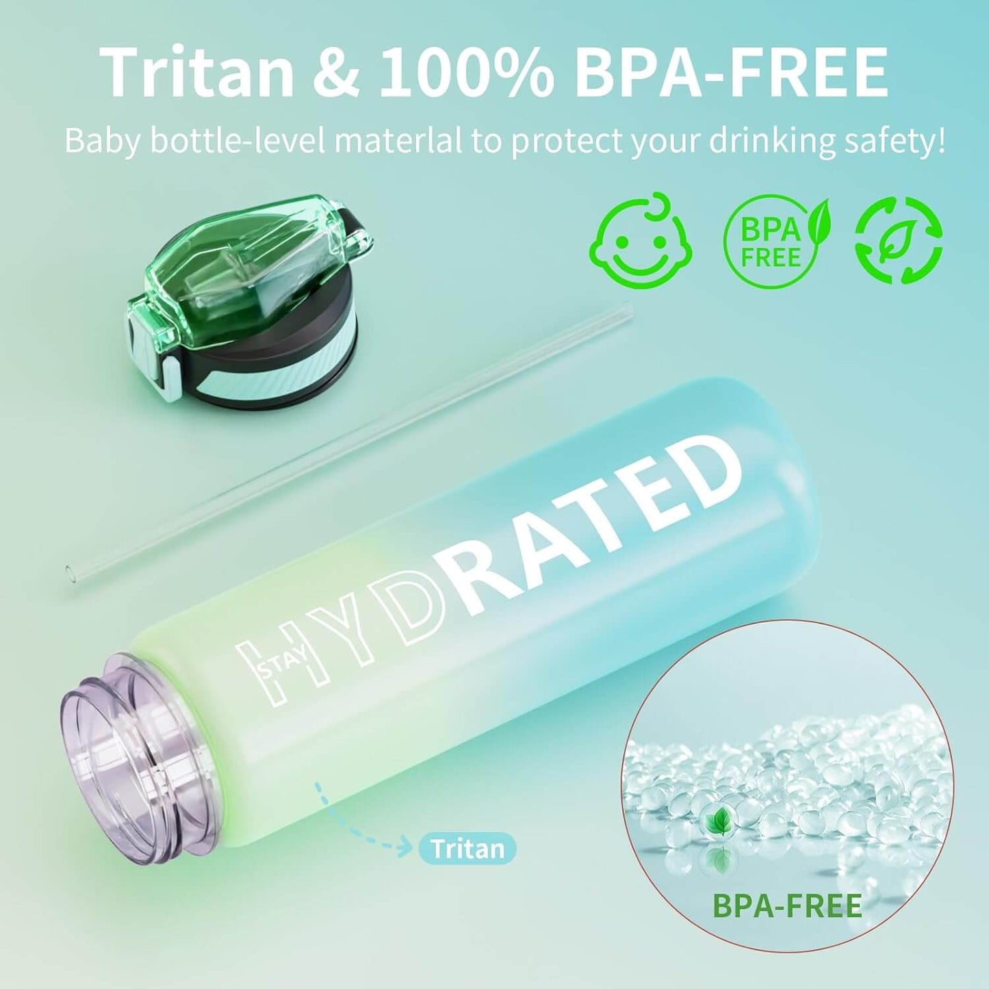 Leakproof BPA-Free 32oz Water Bottle with Straw - 1 Bottle