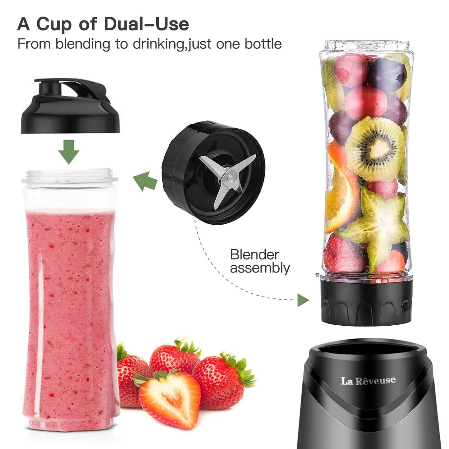 Portable Travel Smoothie Blender 300W - Compact & Powerful