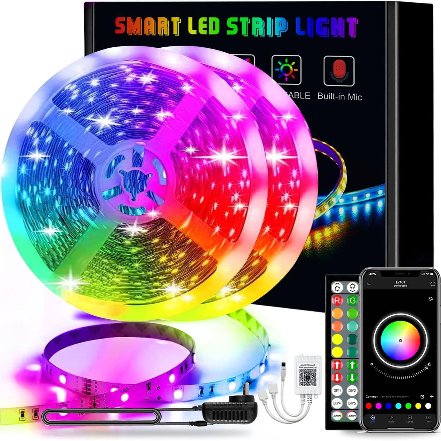Smart LED Rope Light Strips with Music Sync & Bluetooth