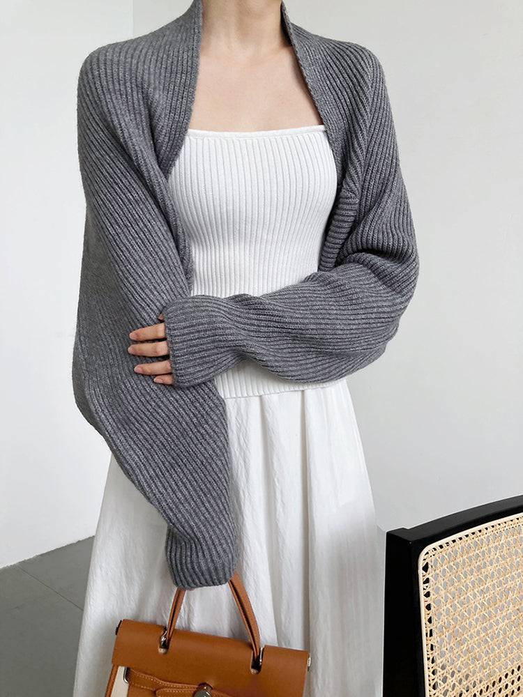 Touka Knitted Shrug Scarf - Gray | GreenLifeHuman Emporium