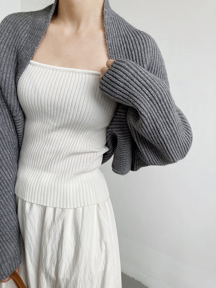 Touka Knitted Shrug Scarf - Gray | GreenLifeHuman Emporium