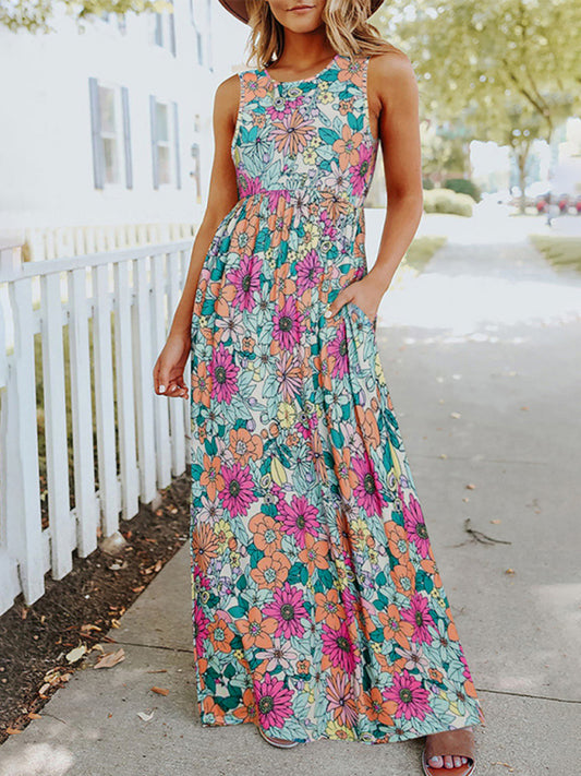 Blossom Bliss: Sleeveless Floral Maxi Dress